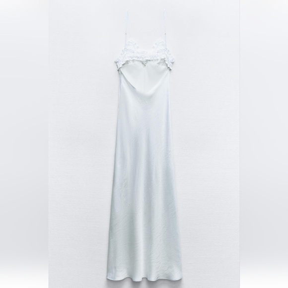 ZARA  RUFFLED SATIN EFFECT MIDI DRESS - Picture 6 of 9